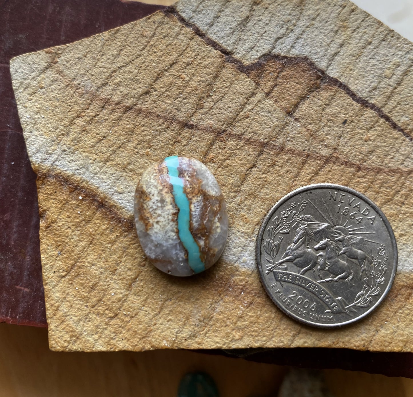 14 carat natural boulder-cut Stone Mountain Turquoise cabochon