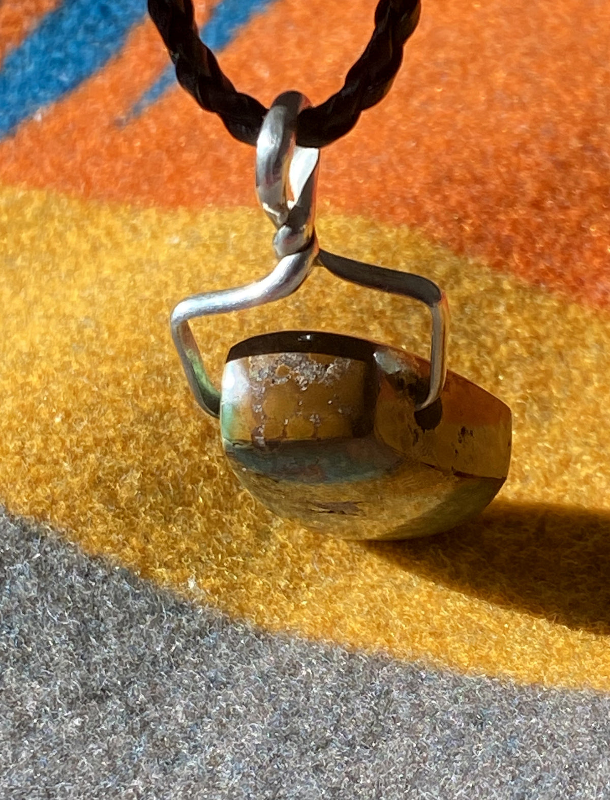 Polychrome Reversible Stone Mountain Turquoise "Character Bead" pendant