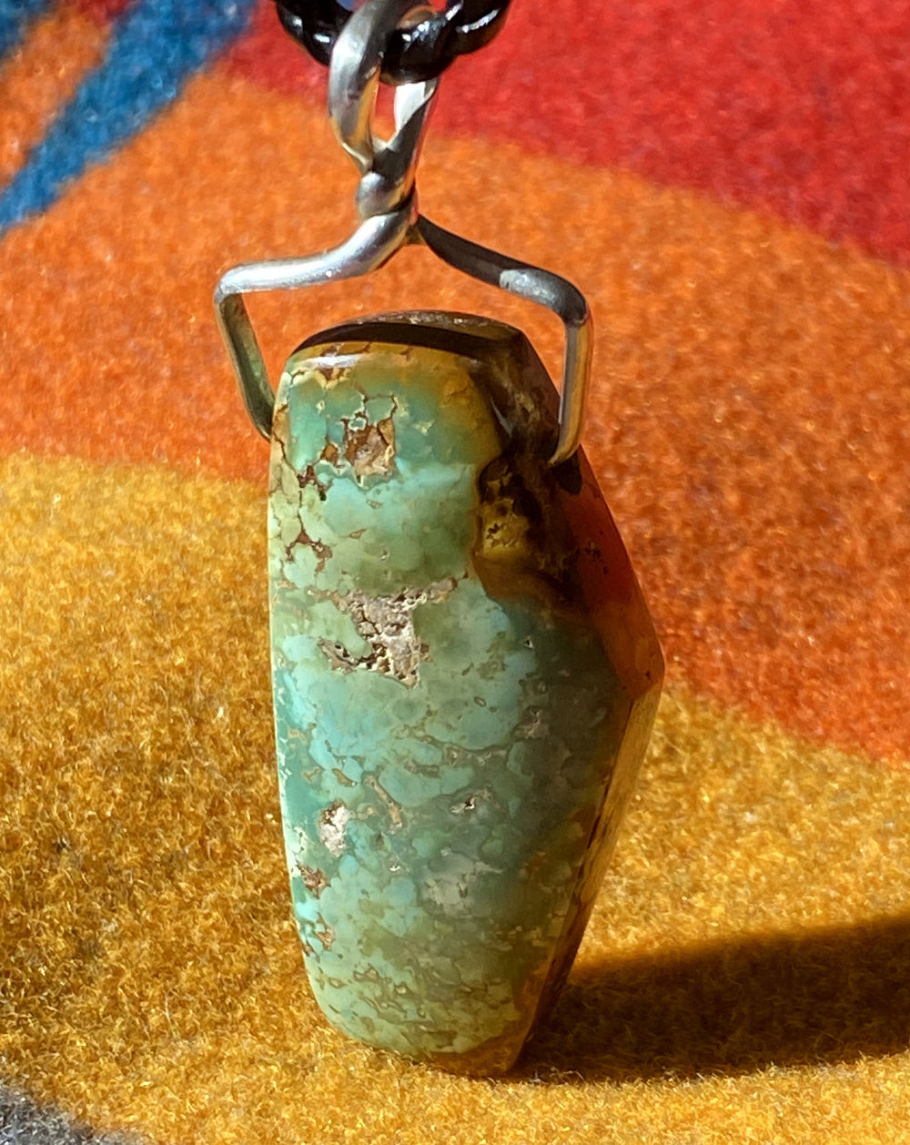 Polychrome Reversible Stone Mountain Turquoise "Character Bead" pendant
