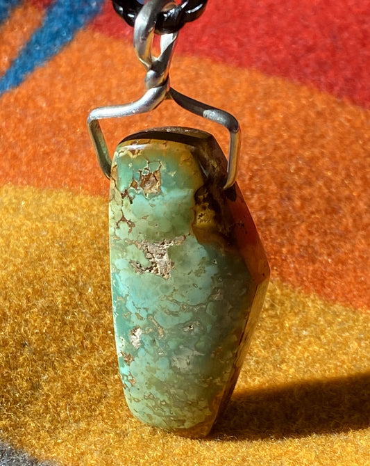 Polychrome Reversible Stone Mountain Turquoise "Character Bead" pendant