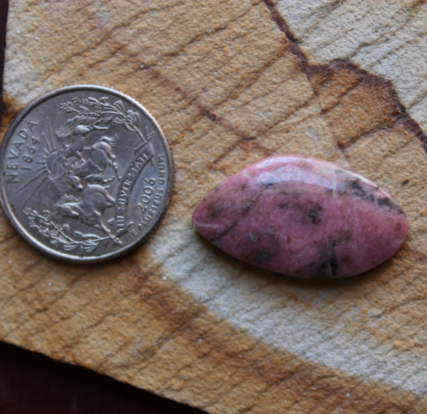 20 carat natural rhodonite cabochon