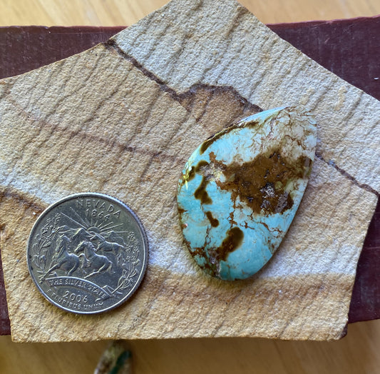 30 carat blue Stone Mountain Turquoise cabochon with red matrix