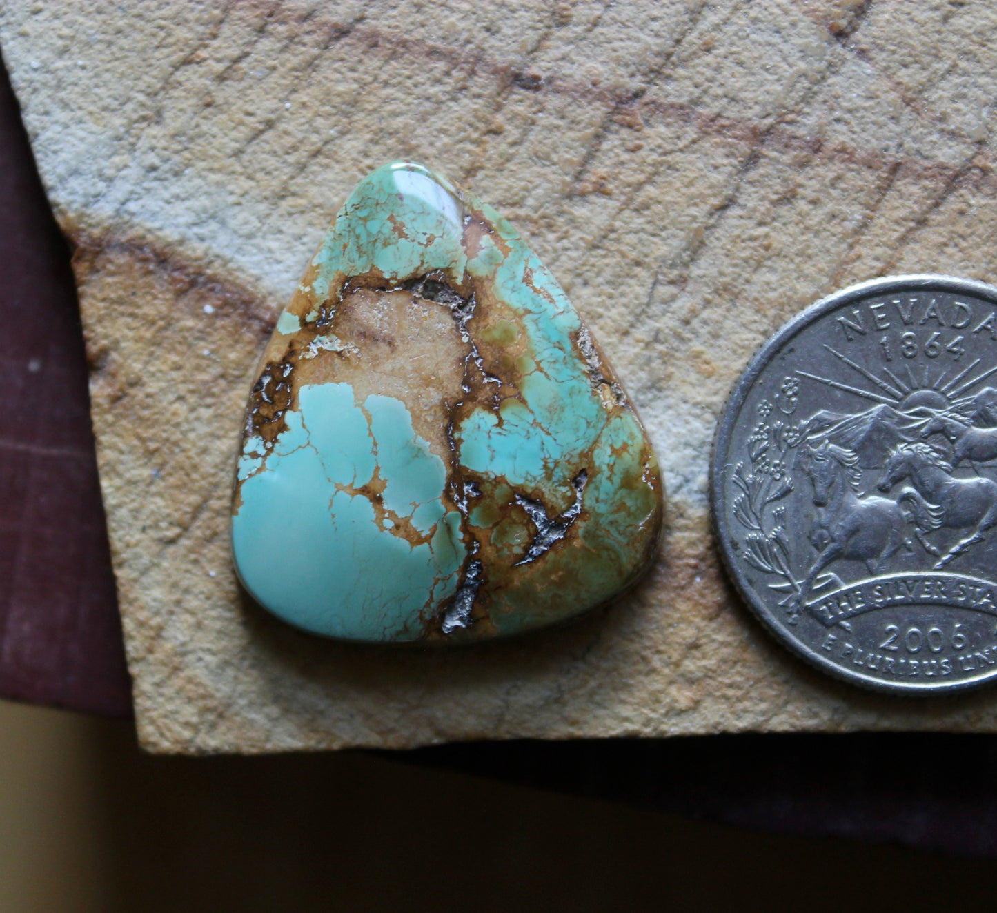 25 carat blue Stone Mountain Turquoise cabochon with red matrix