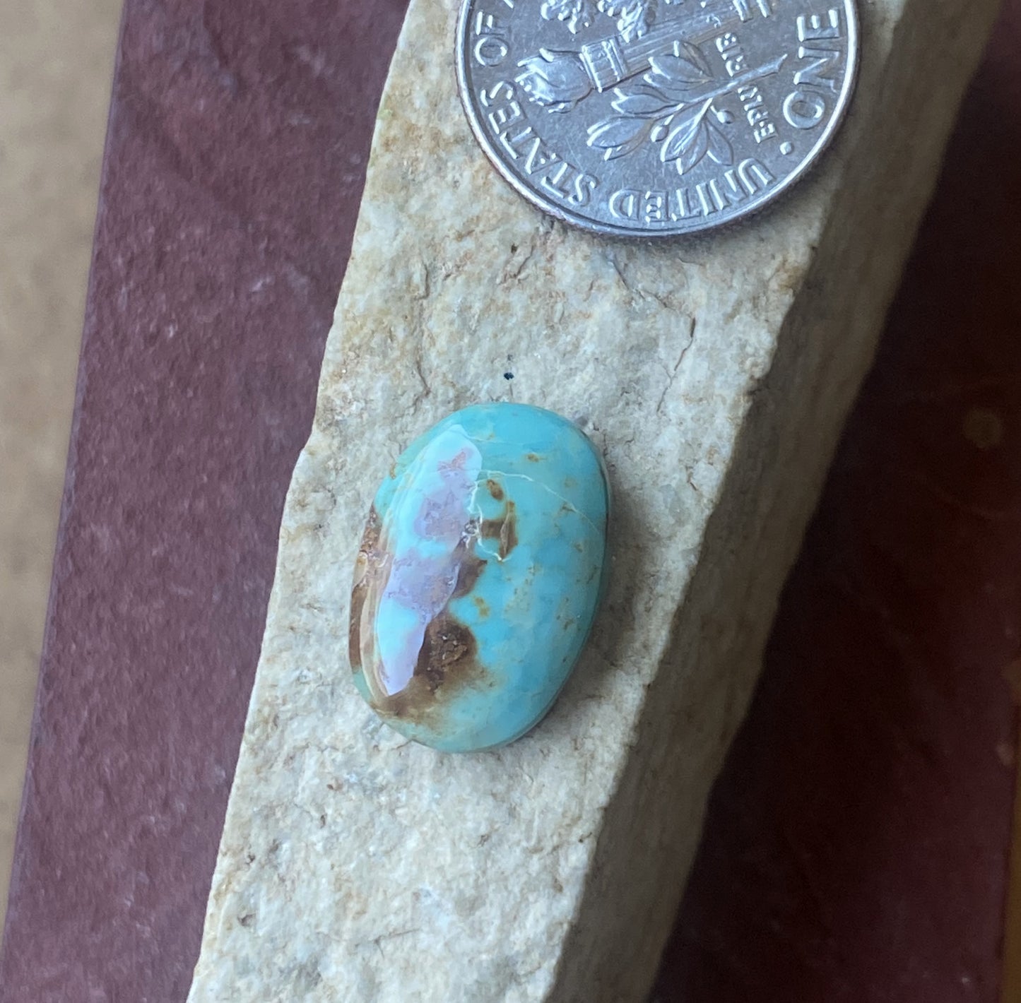 6 carat natural blue Stone Mountain Turquoise cabochon with red matrix