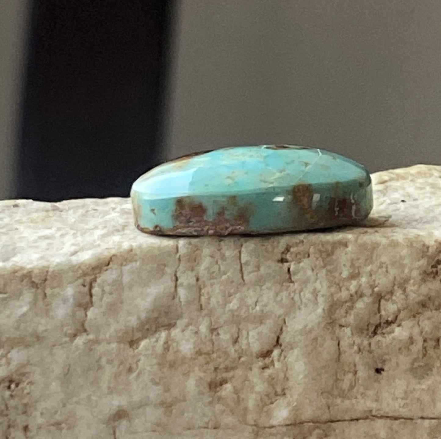 6 carat natural blue Stone Mountain Turquoise cabochon with red matrix
