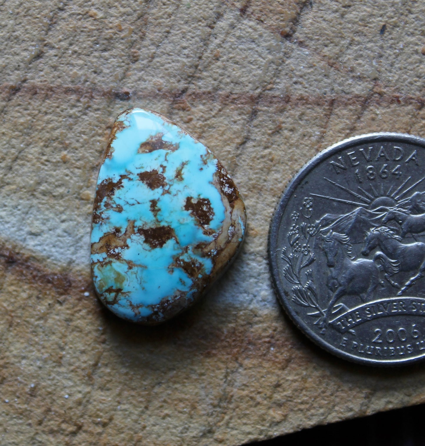 13 carat blue Stone Mountain Turquoise cabochon with red matrix