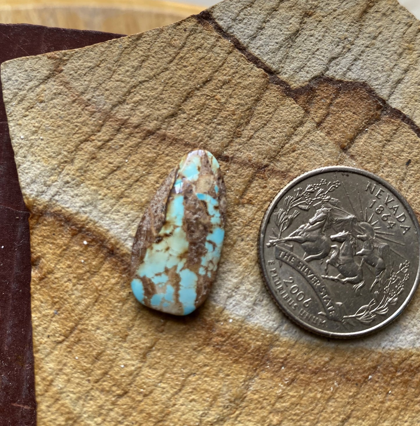 8 carat natural blue Stone Mountain Turquoise cabochon with red matrix