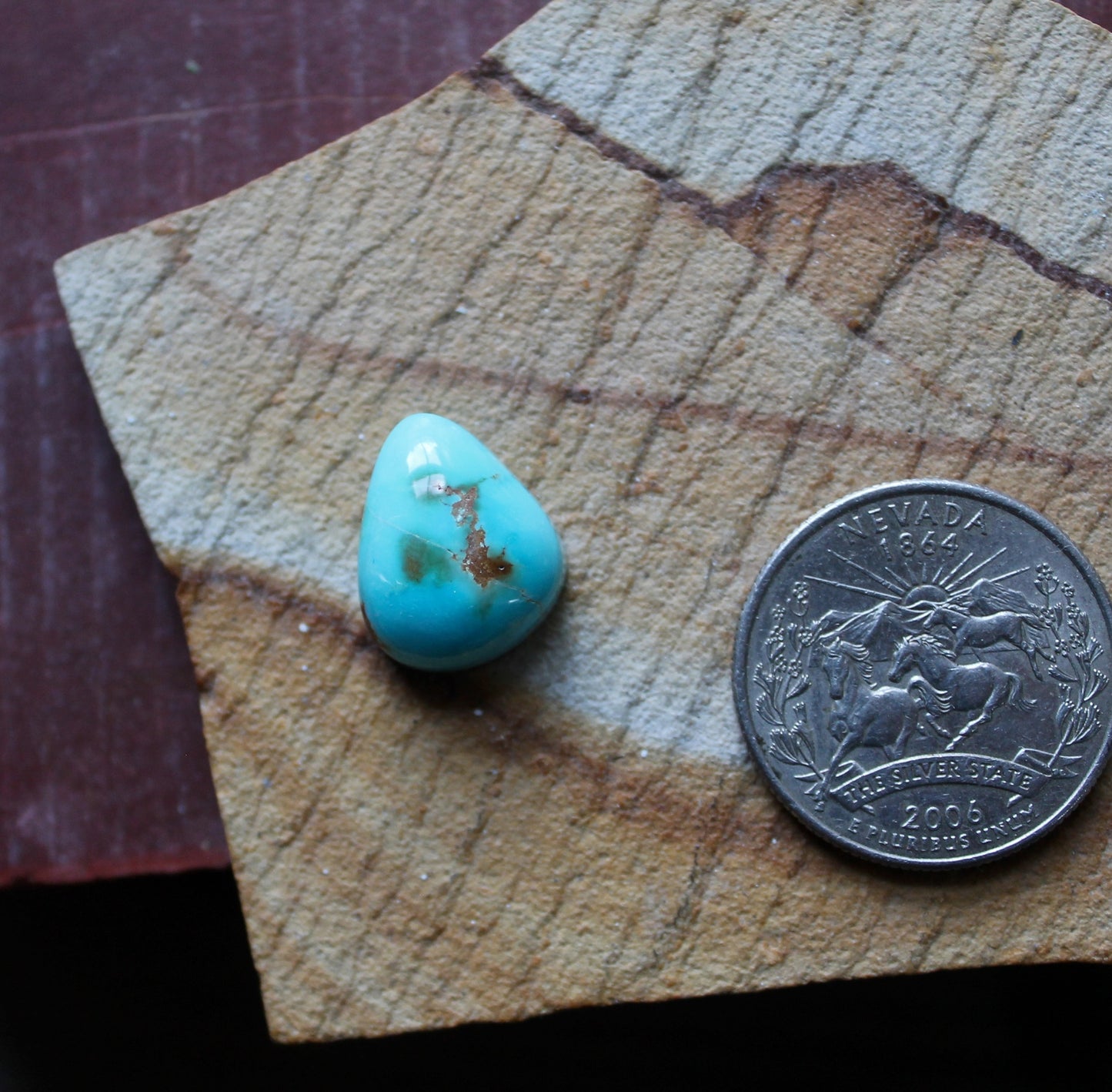 11 carat deep blue Stone Mountain Turquoise cabochon with a high dome