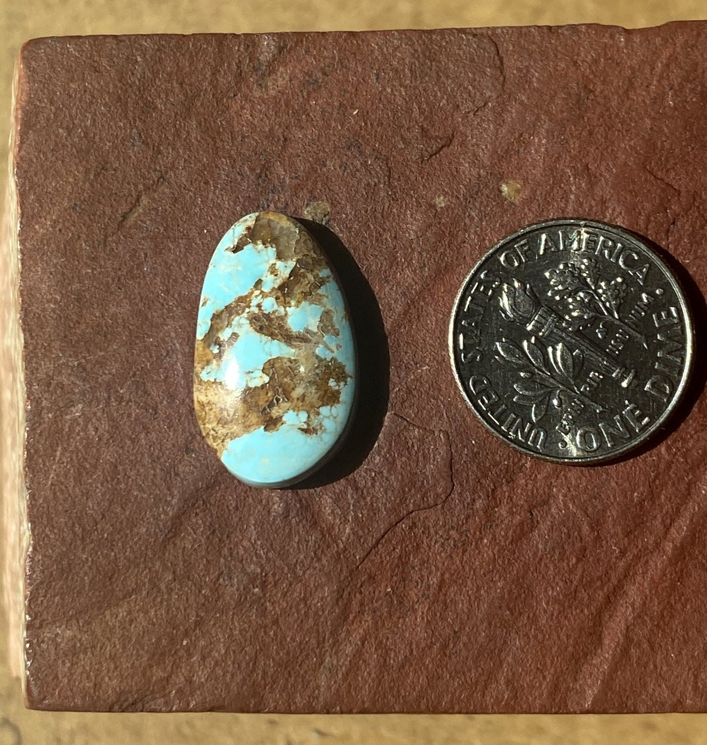 8 carat natural blue Stone Mountain Turquoise cabochon with red matrix