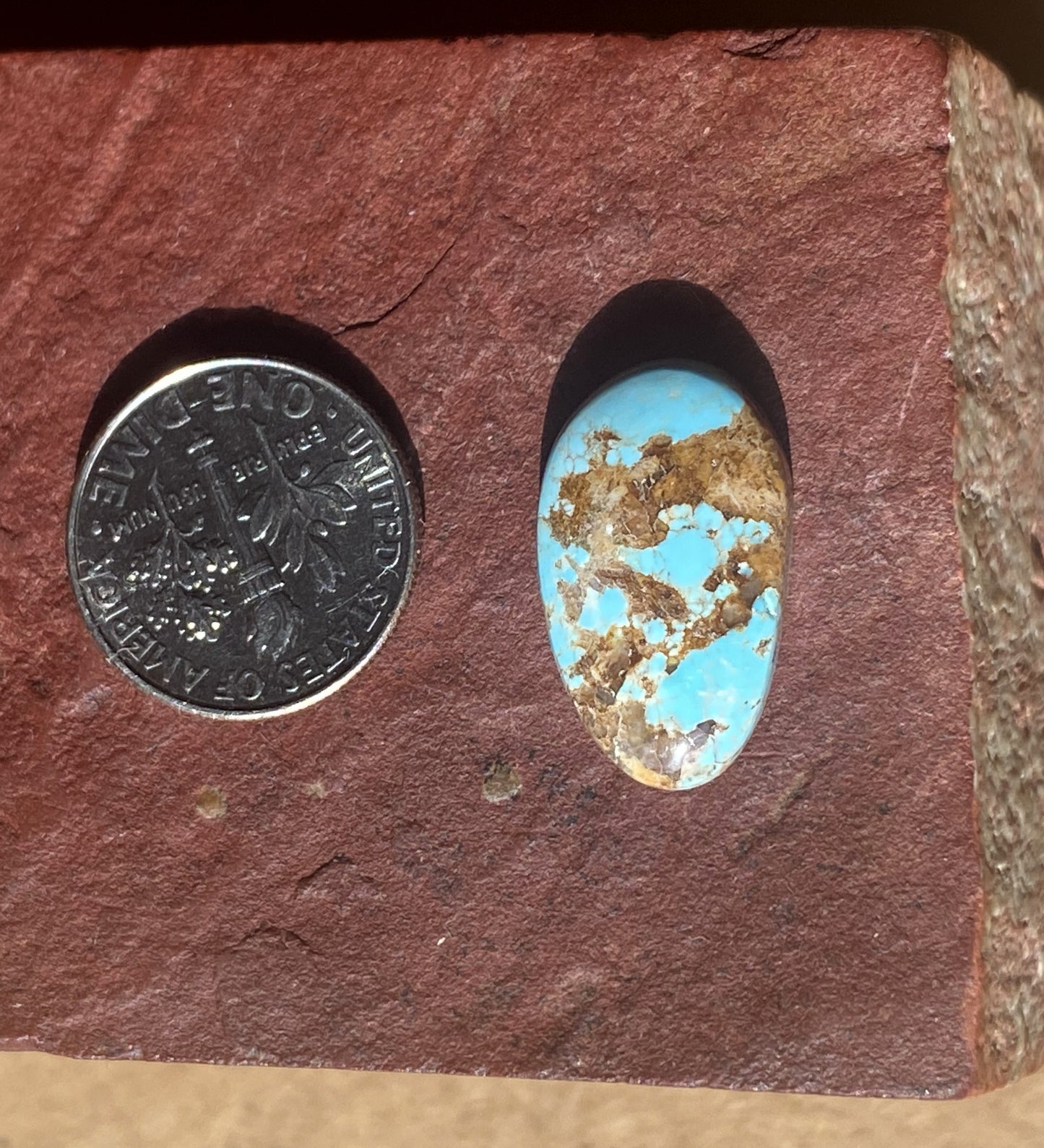 8 carat natural blue Stone Mountain Turquoise cabochon with red matrix