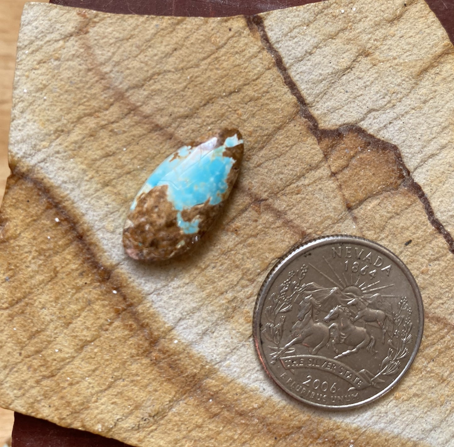 8 carat blue Stone Mountain Turquoise cabochon with red matrix