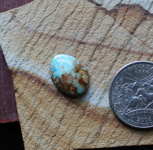5 carat blue Stone Mountain Turquoise cabochon with red matrix