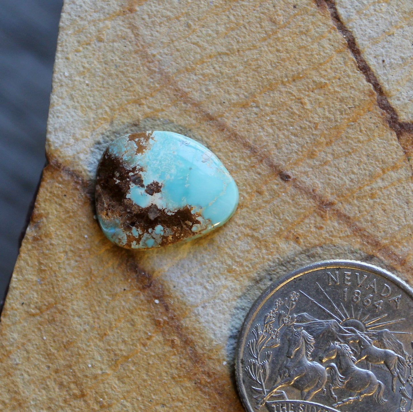 5 blue Stone Mountain Turquoise cabochon with red matrix