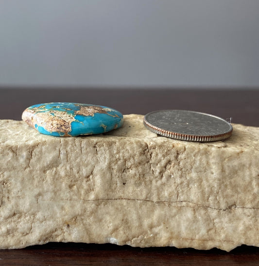 11 carat blue Stone Mountain Turquoise cabochon with red matrix