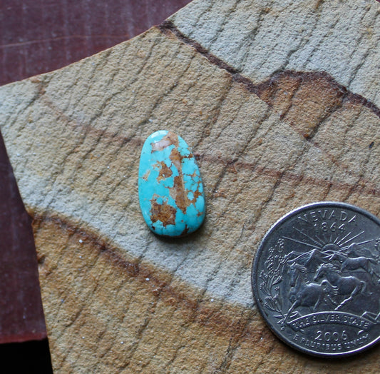 4 carat blue Stone Mountain Turquoise cabochon with red matrix