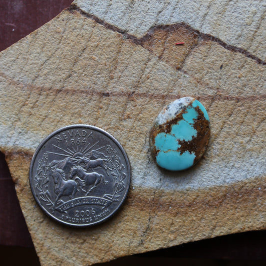 6 carat blue Stone Mountain Turquoise cabochon with red matrix