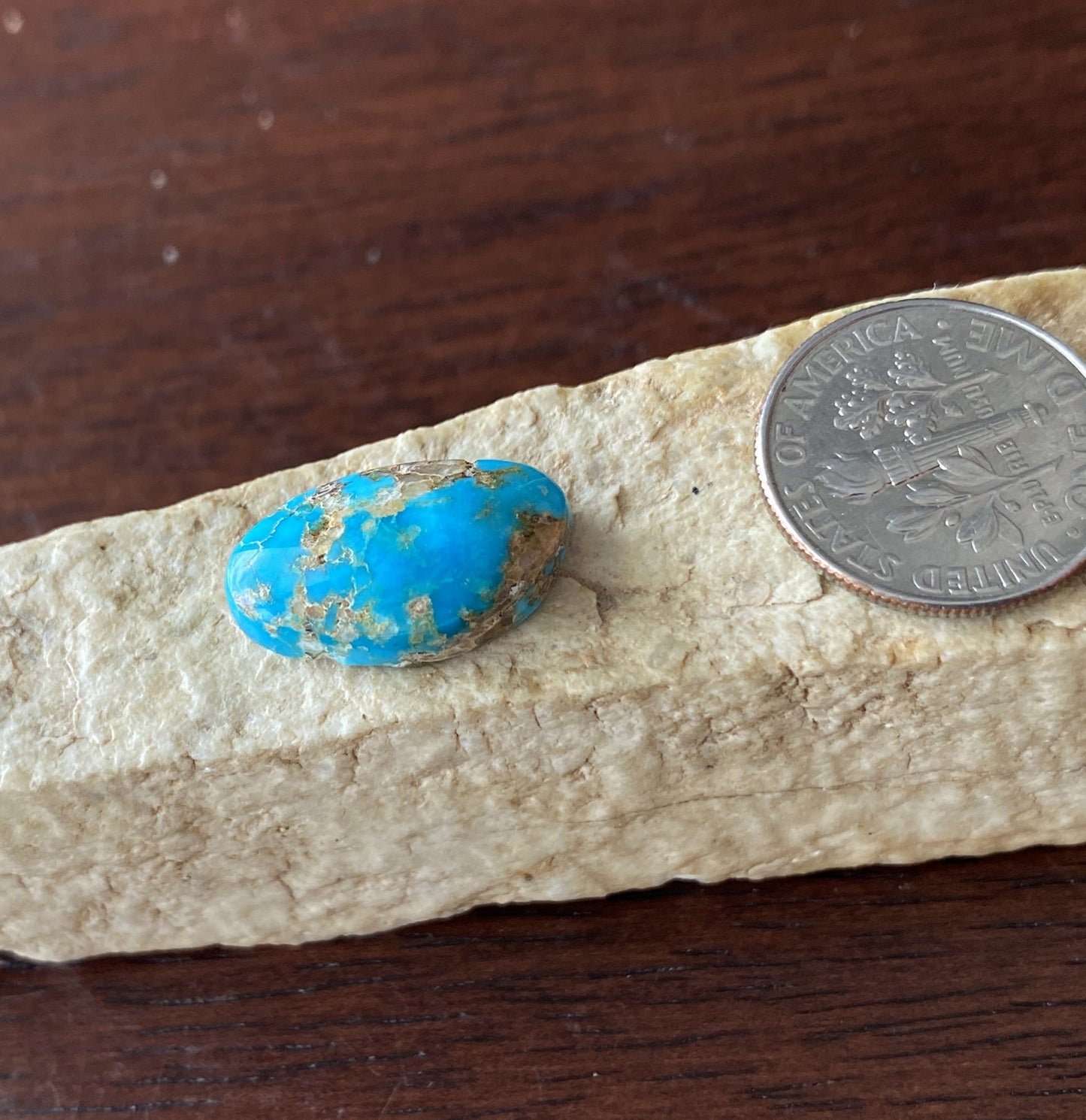 8 carat blue Stone Mountain Turquoise cabochon with red matrix