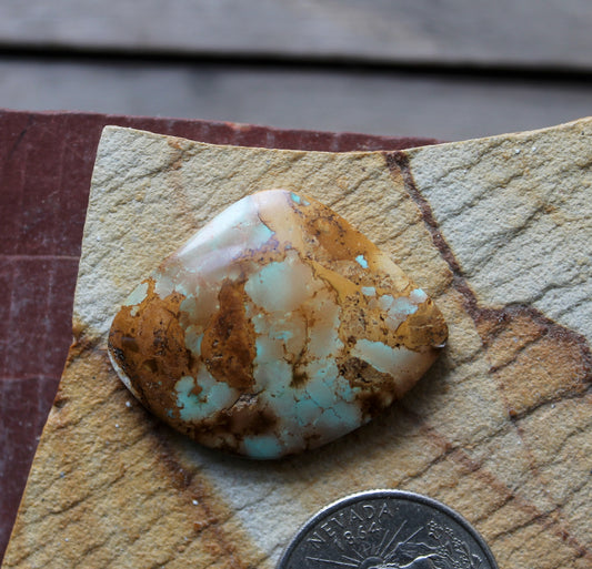 30 carat light blue Stone Mountain Turquoise cabochon with red matrix