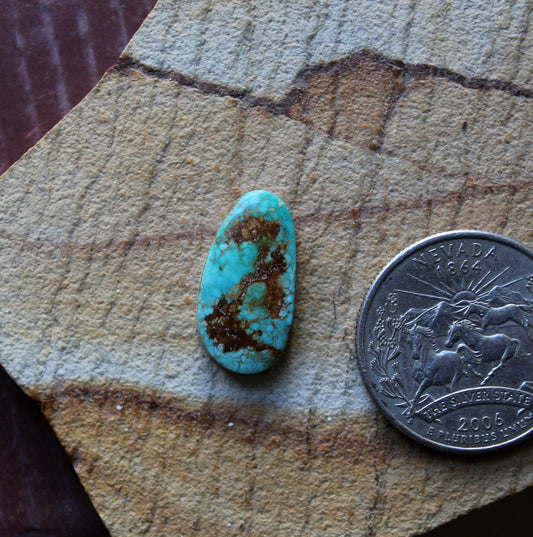 7 carat blue Stone Mountain Turquoise cabochon with red matrix