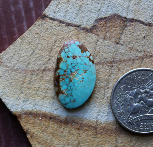 10 carat blue Stone Mountain Turquoise cabochon with red webbing