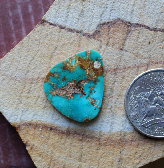 15 carat deep blue Stone Mountain Turquoise cabochon with red matrix