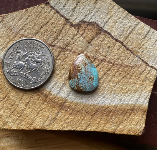 7.3 carat blue natural Stone Mountain Turquoise cabochon with spiderweb matrix