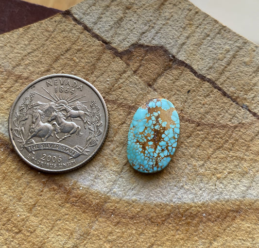 6 carat natural blue Stone Mountain Turquoise cabochon with red spiderweb matrix