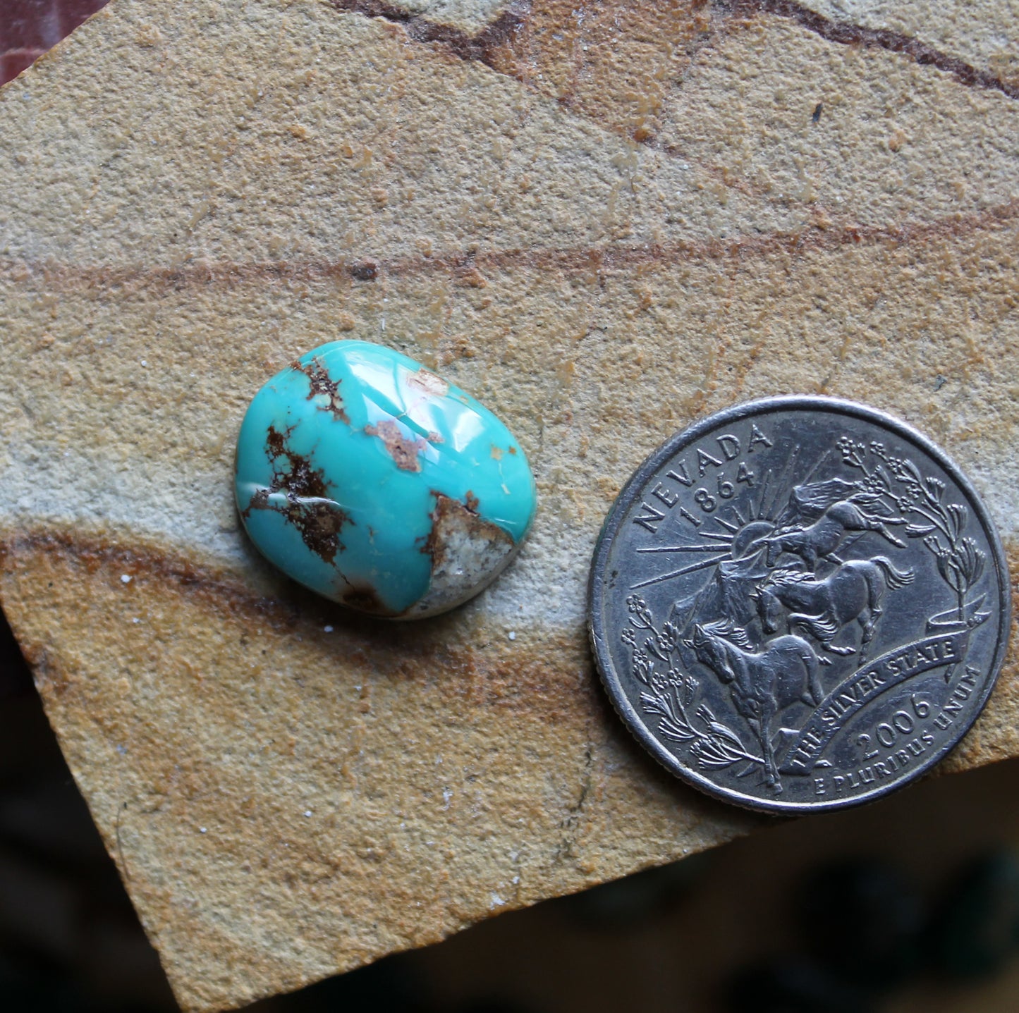 9 carat blue Stone Mountain Turquoise cabochon with a high dome