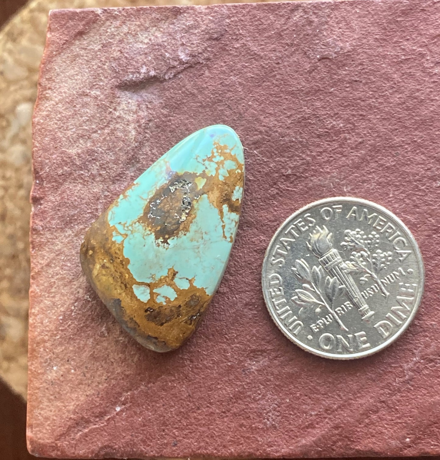 16 carat natural blue Stone Mountain Turquoise cabochon with red matrix