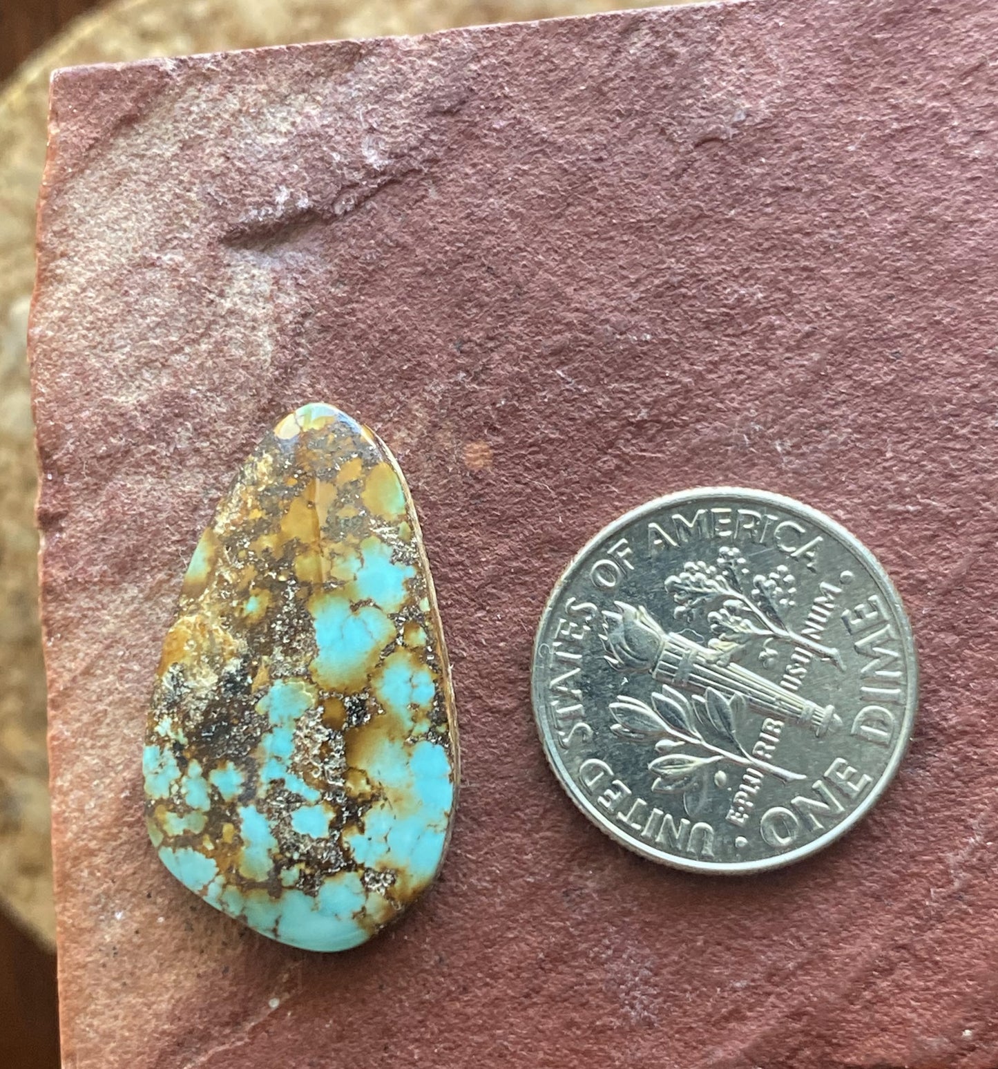 12 carat natural dark blue Stone Mountain Turquoise cabochon with red matrix