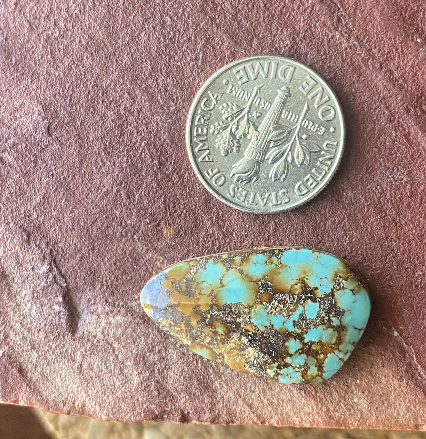 12 carat natural dark blue Stone Mountain Turquoise cabochon with red matrix