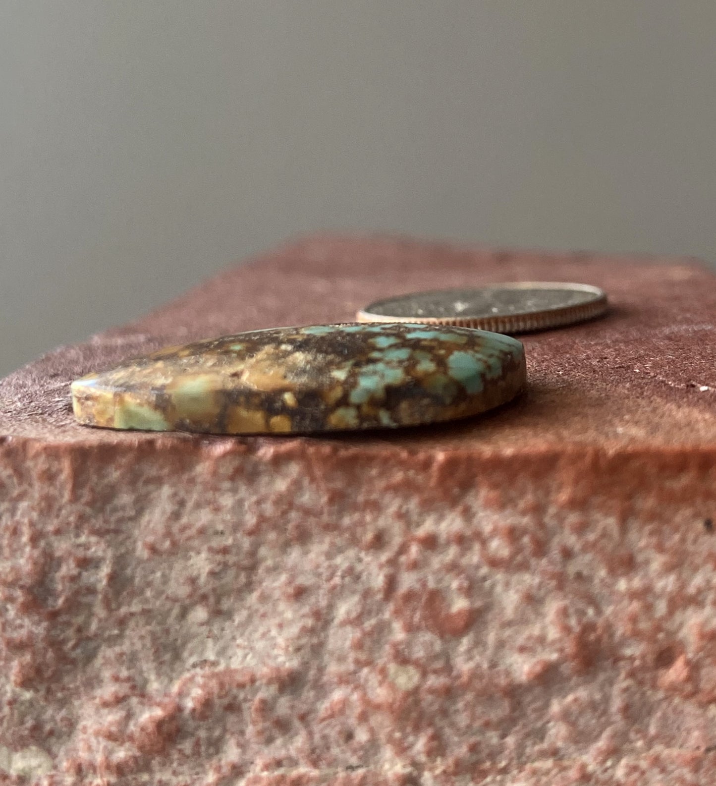 12 carat natural dark blue Stone Mountain Turquoise cabochon with red matrix