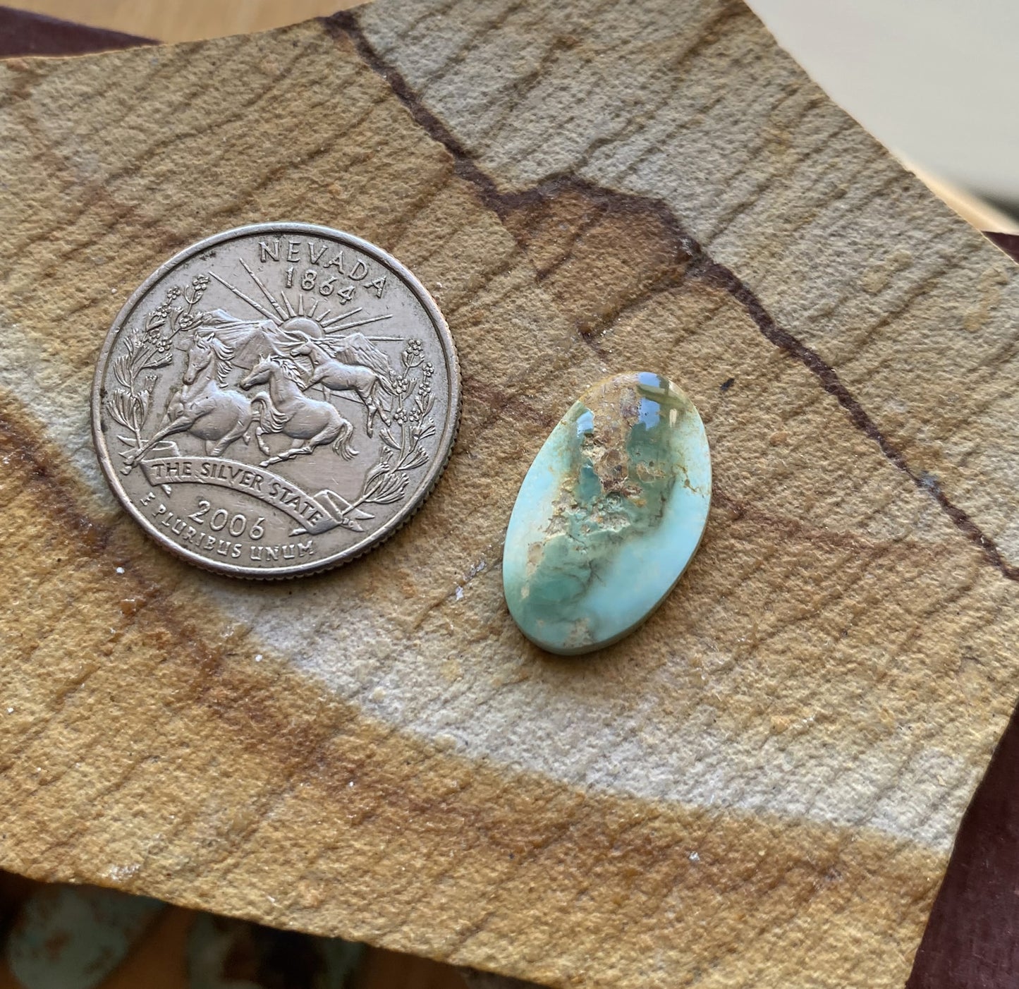 5 carat natural color change Stone Mountain Turquoise cabochon
