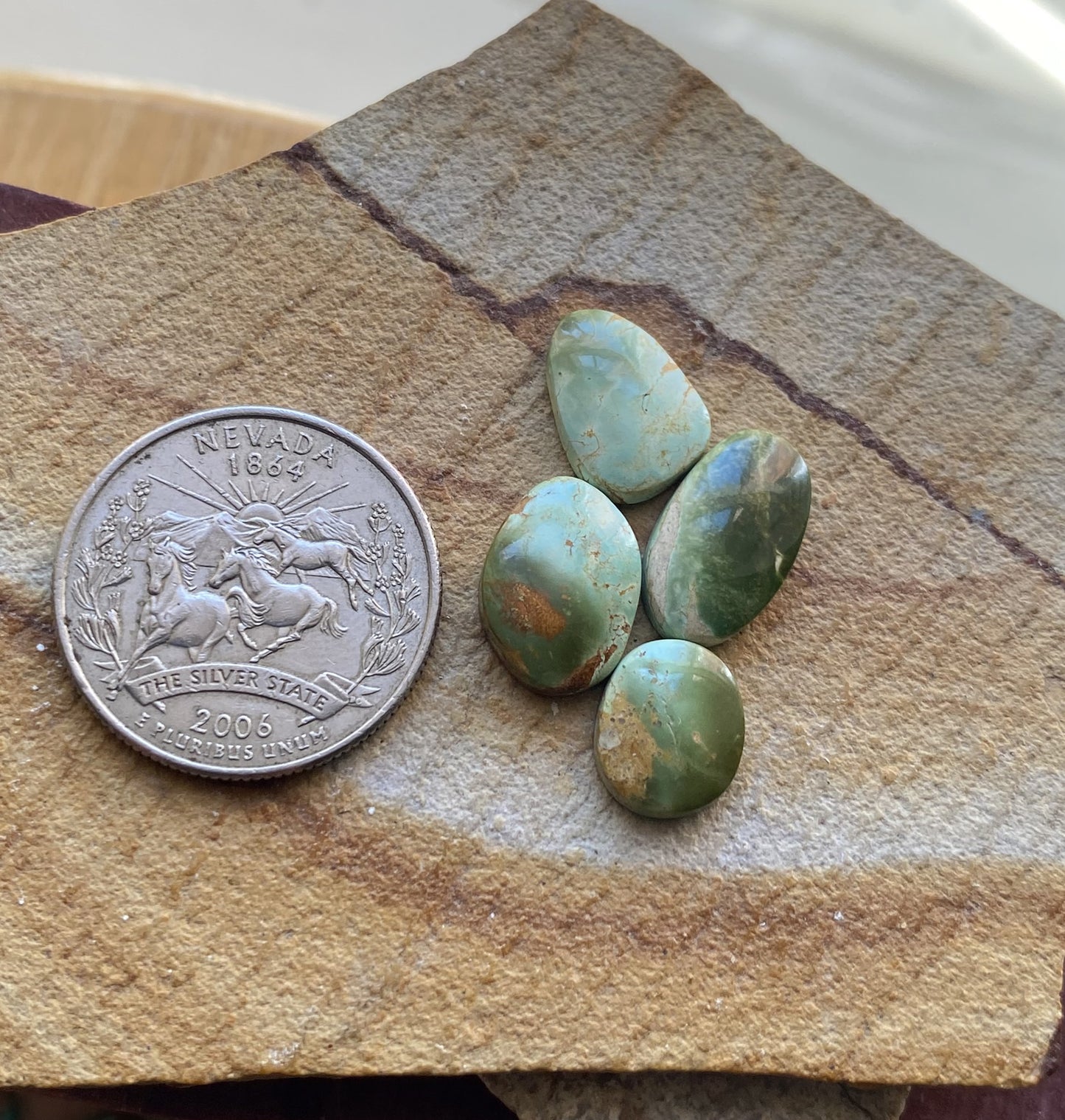 12 carat natural color change Stone Mountain Turquoise cabochons