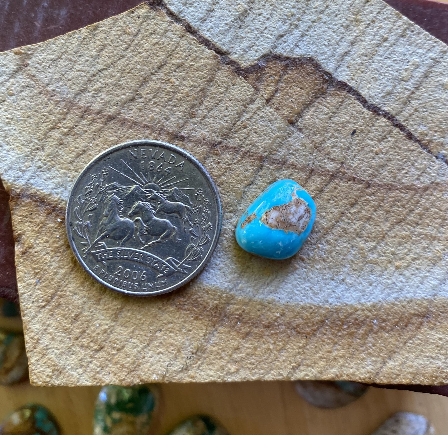 6 carat dark blue Stone Mountain Turquoise cabochon with red matrix