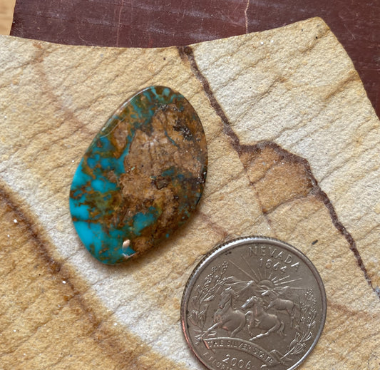 15 carat dark blue Stone Mountain Turquoise cabochon with red matrix