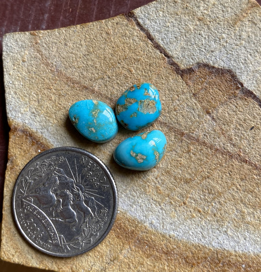 13 carats blue Stone Mountain Turquoise cabochons with high domes