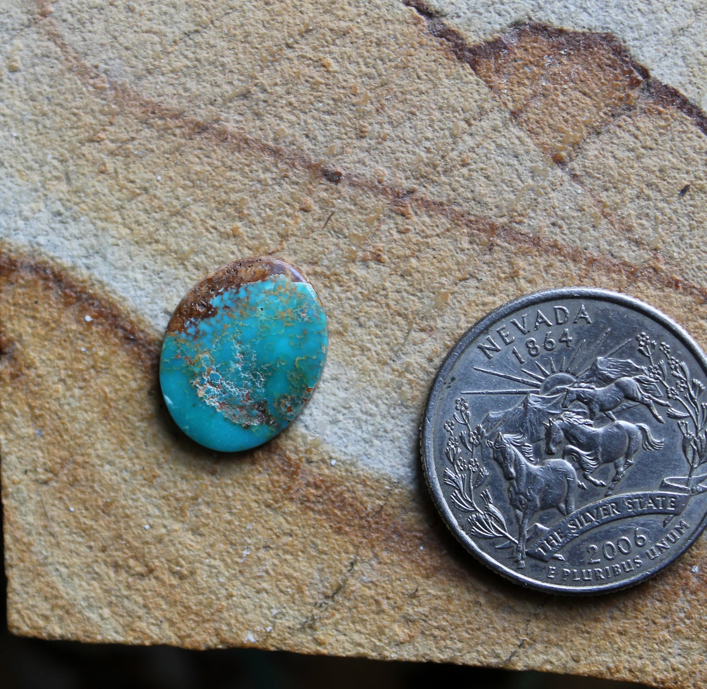 4 carat deep blue Stone Mountain Turquoise cabochon