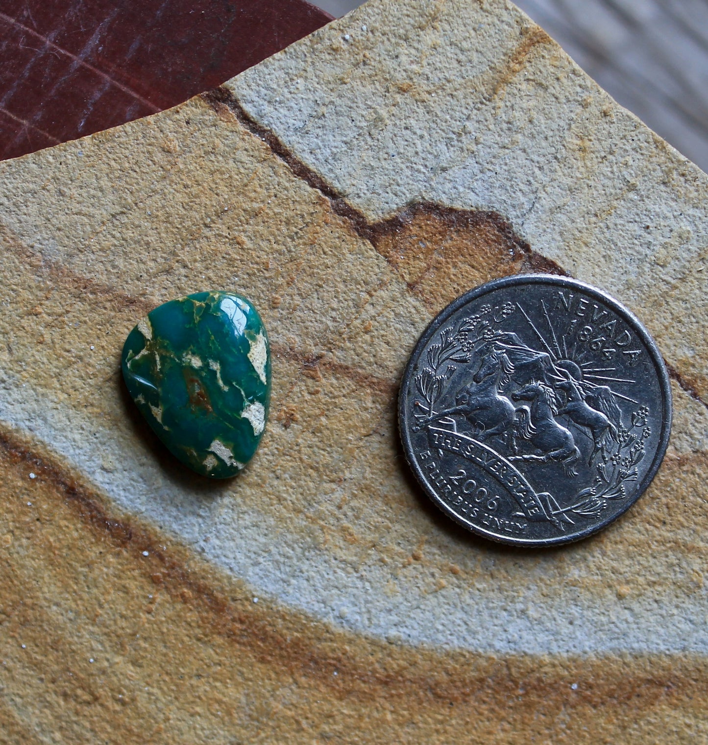 6 carat dark green Stone Mountain Turquoise cabochon