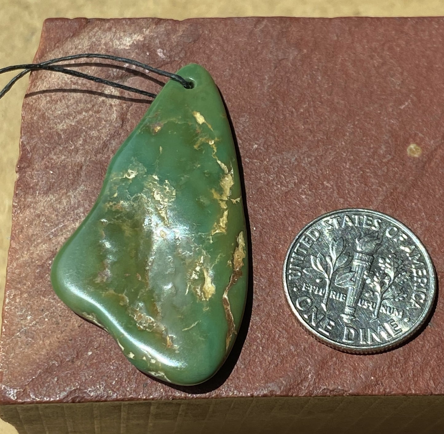 26 carat green Stone Mountain Turquoise focal bead