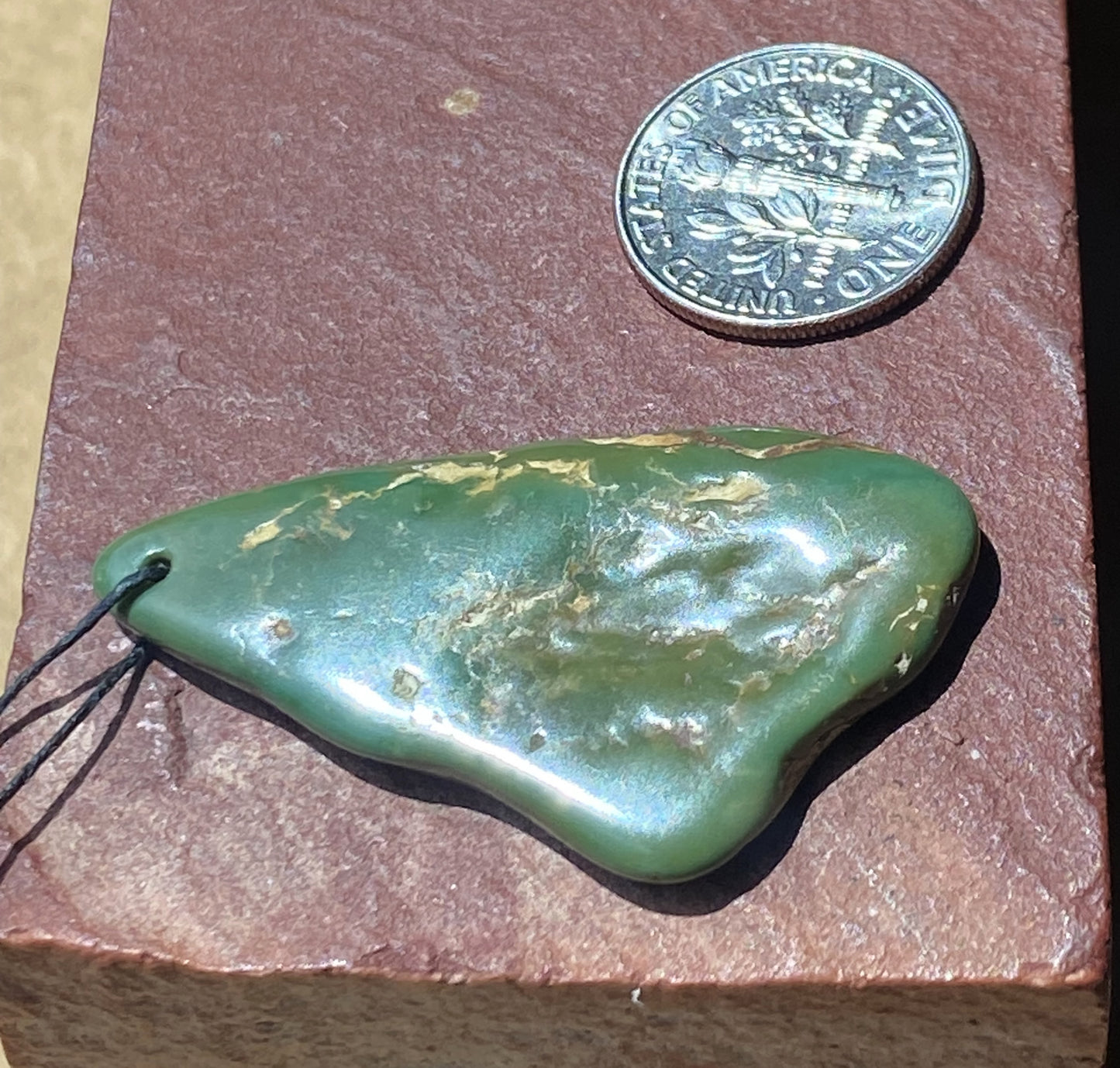 26 carat green Stone Mountain Turquoise focal bead
