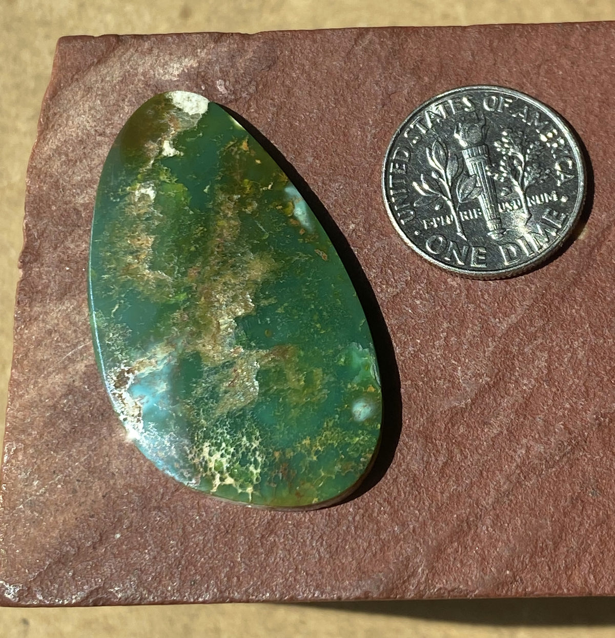 24 carat forest green Stone Mountain Turquoise cabochon