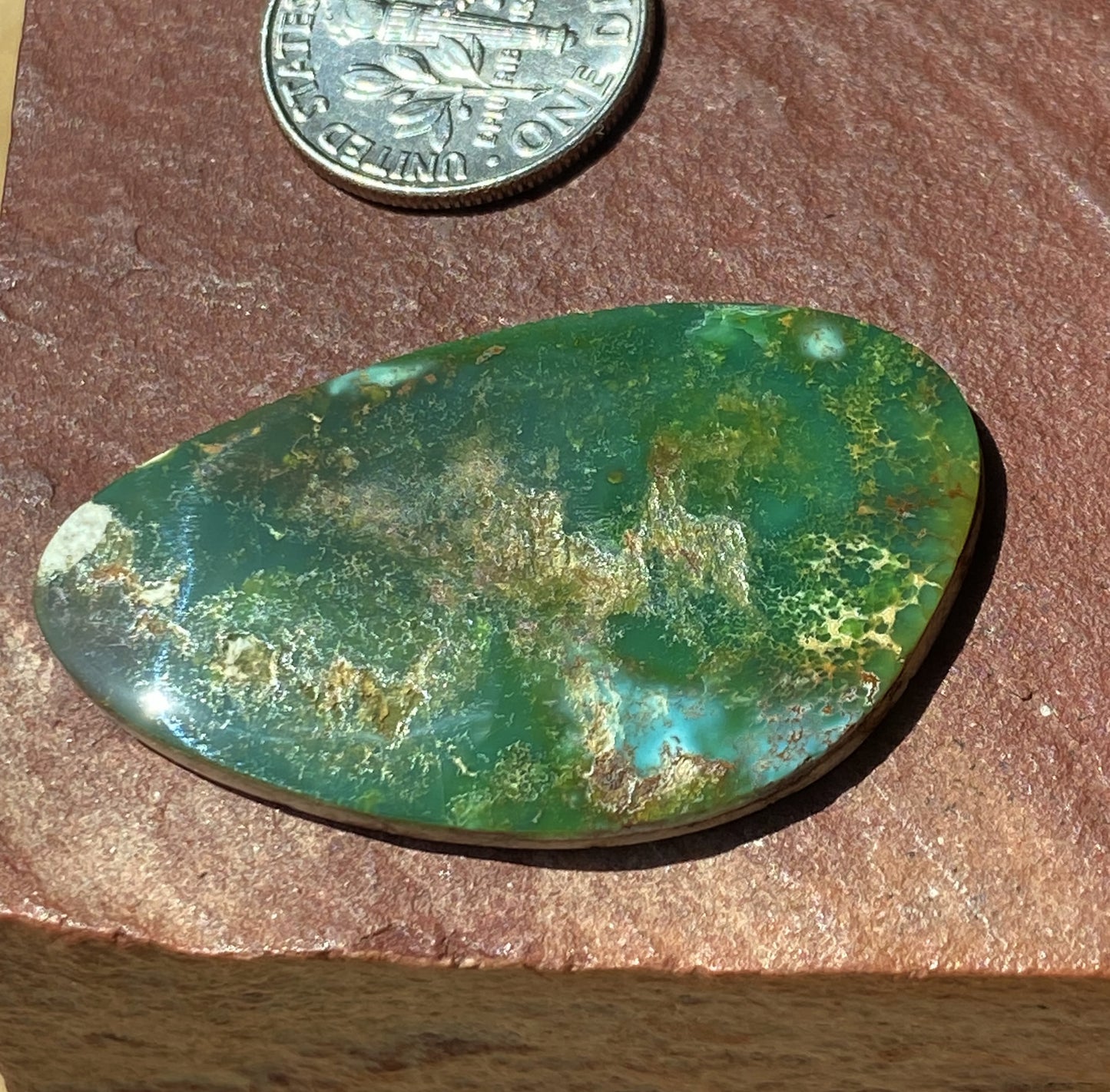 24 carat forest green Stone Mountain Turquoise cabochon