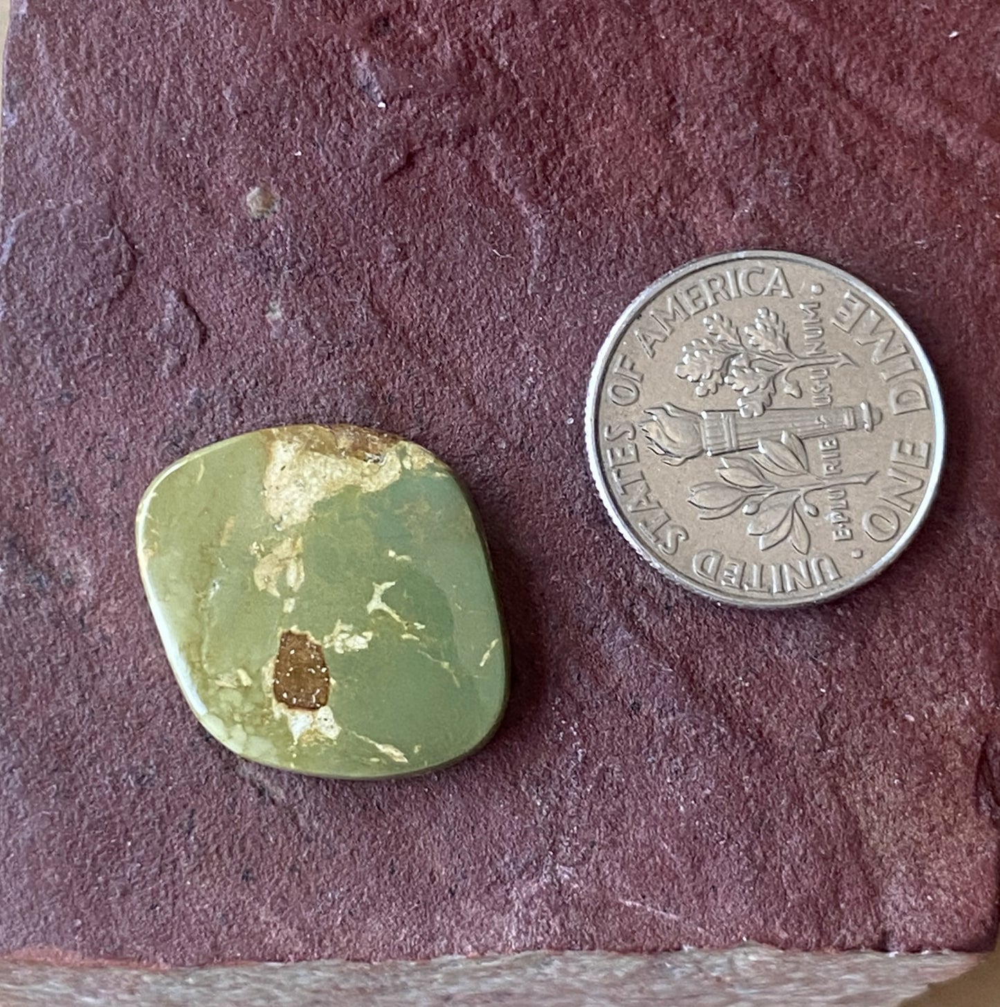 7 carat natural green Stone Mountain Turquoise cabochon flat top