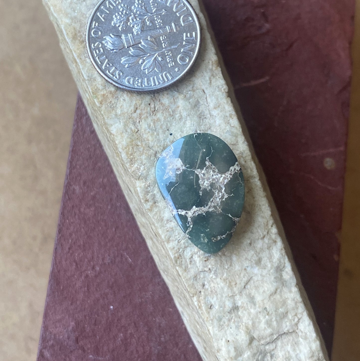 8 carat dark green teal Stone Mountain Turquoise Nevada cabochon