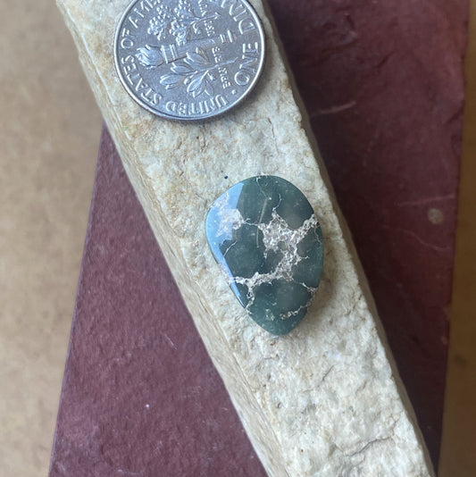 8 carat dark green teal Stone Mountain Turquoise Nevada cabochon