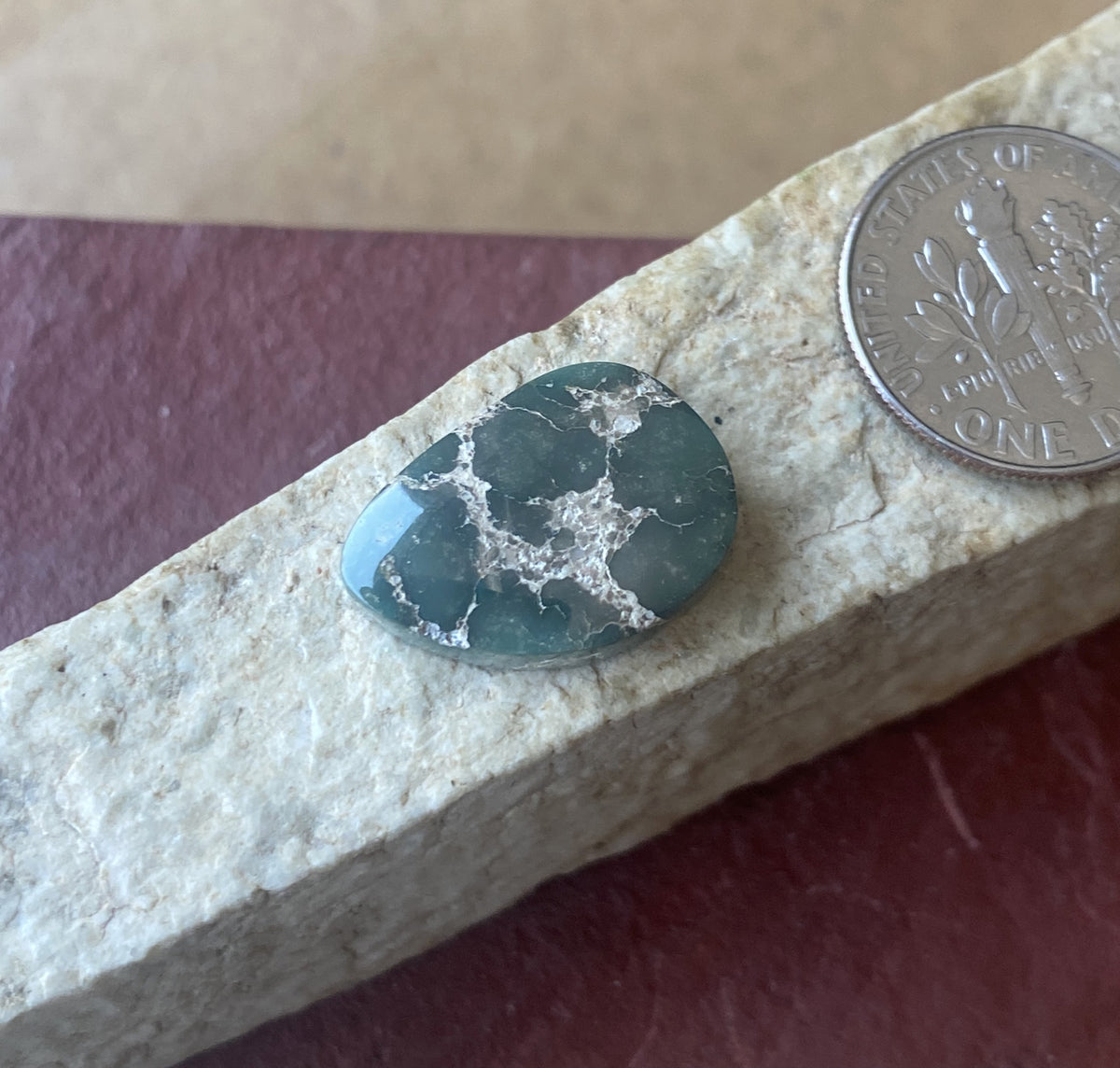 8 carat dark green teal Stone Mountain Turquoise Nevada cabochon