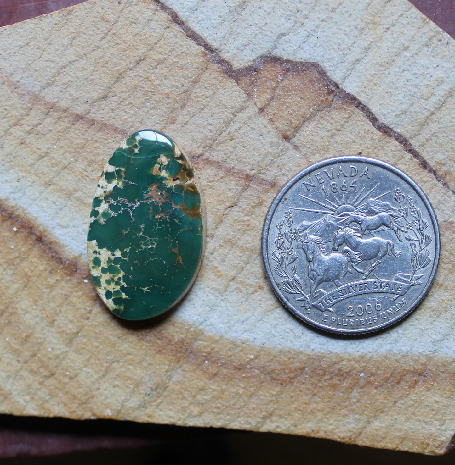 14 carat dark green Stone Mountain Turquoise cabochon