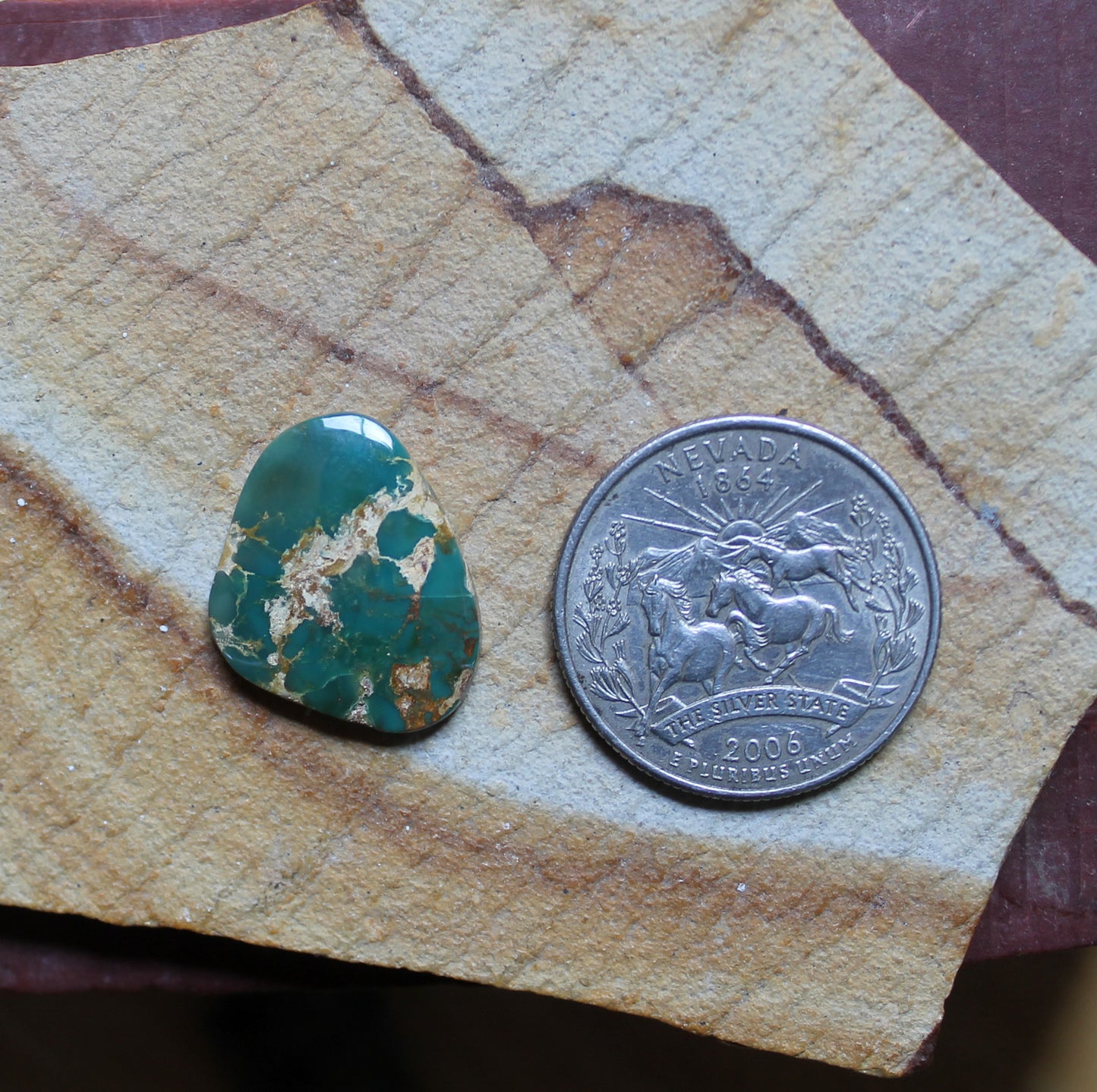 8 carat dark green Stone Mountain Turquoise cabochon