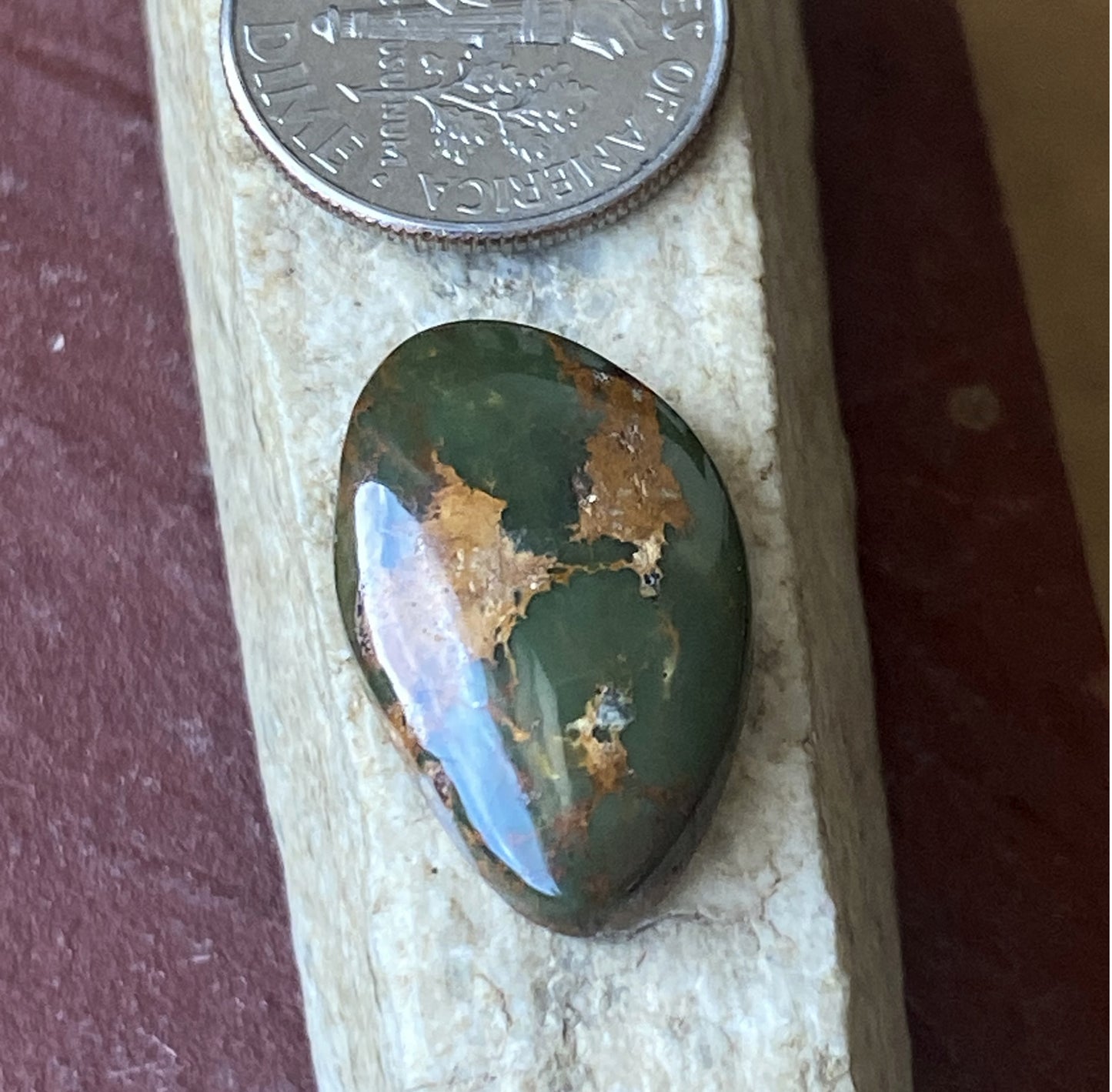 8 carat dark green Stone Mountain Turquoise cabochon